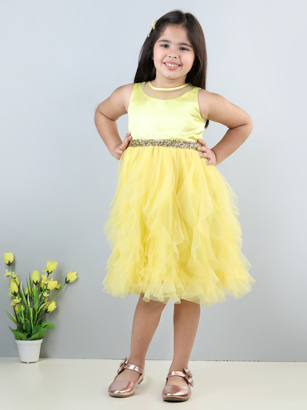 Yellow Knee Length Dress