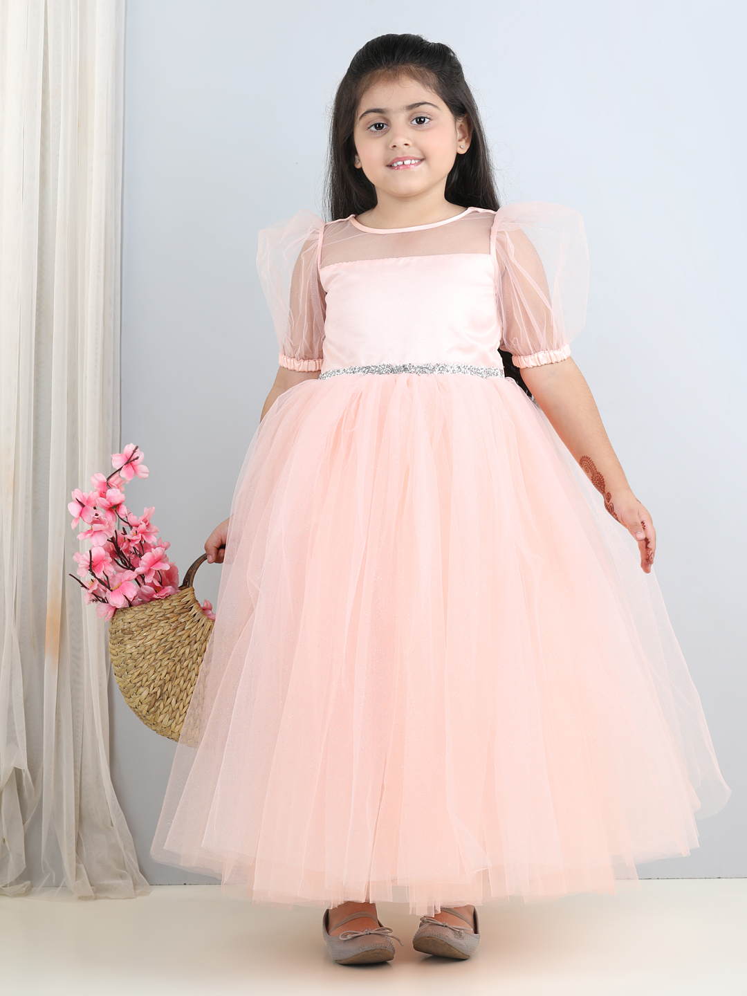 Peach full length girls  Dress