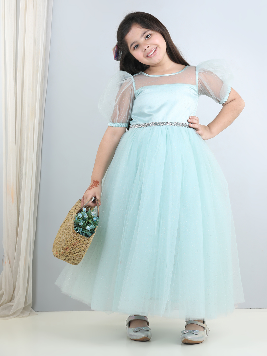 Sky blue full length girls  Dress