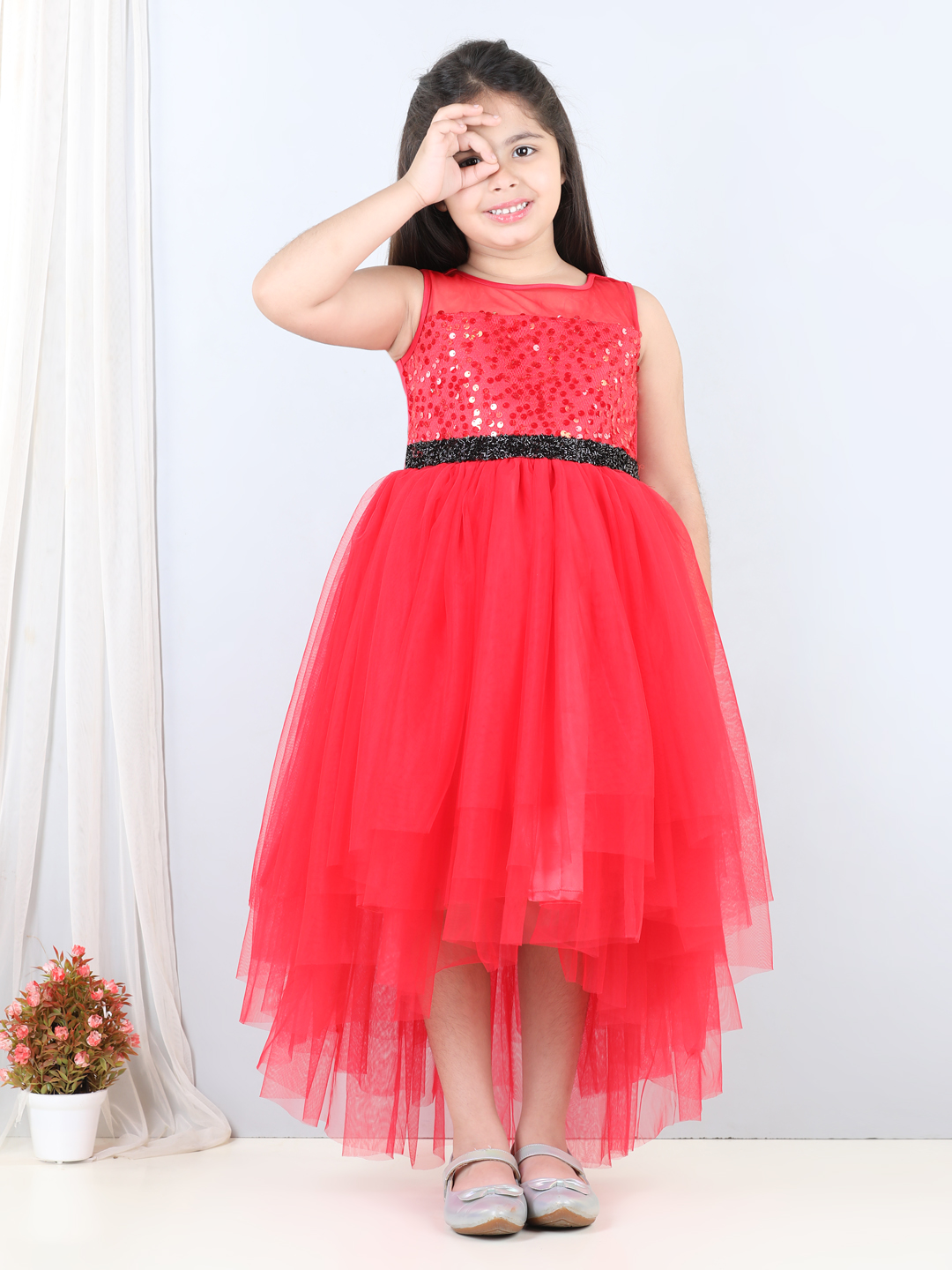 Red Hi-low girls  Dress