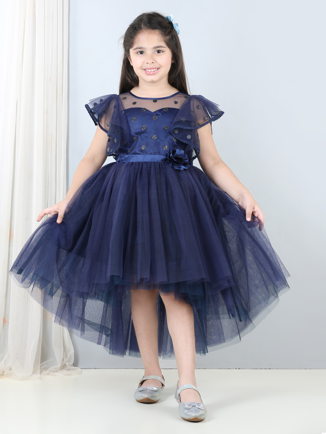 Navy Blue Hi-low girls  Dress