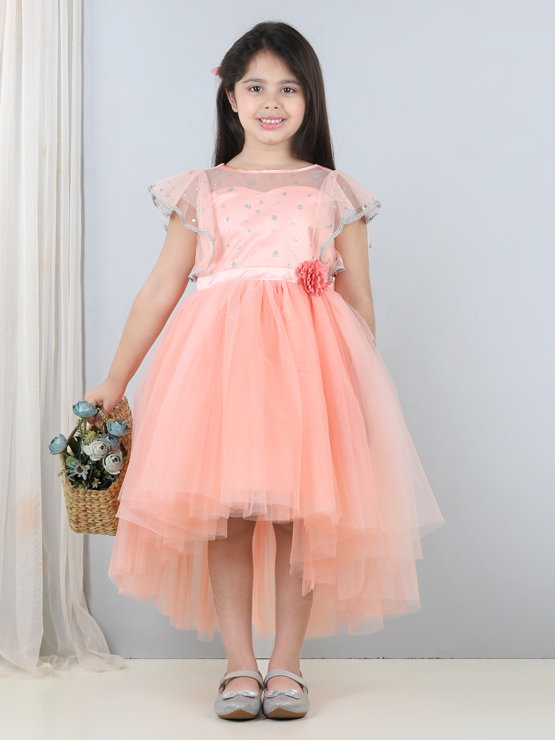 Peach Hi-low girls  Dress