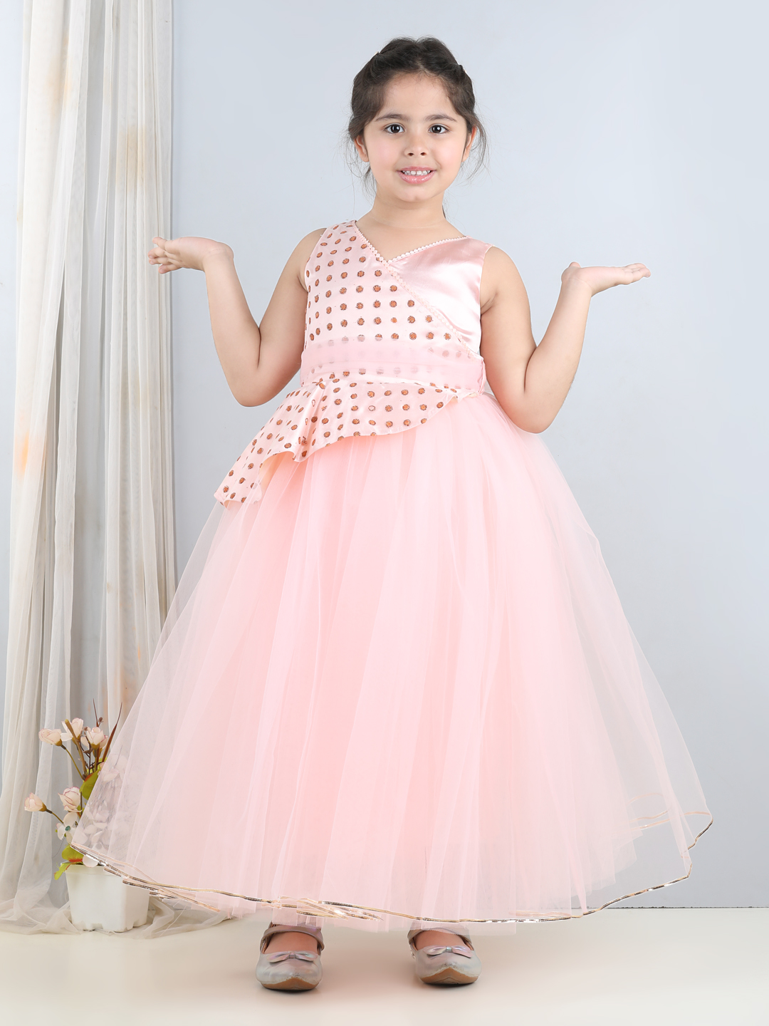 Light Peach full length girls  Dress