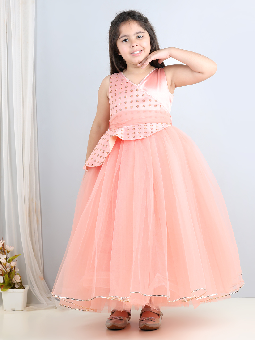 Peach full length girls  Dress