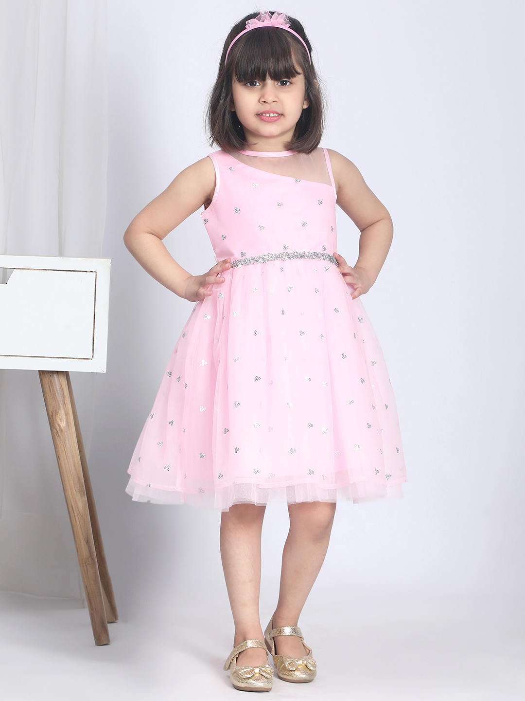 Pink knee length girls dress