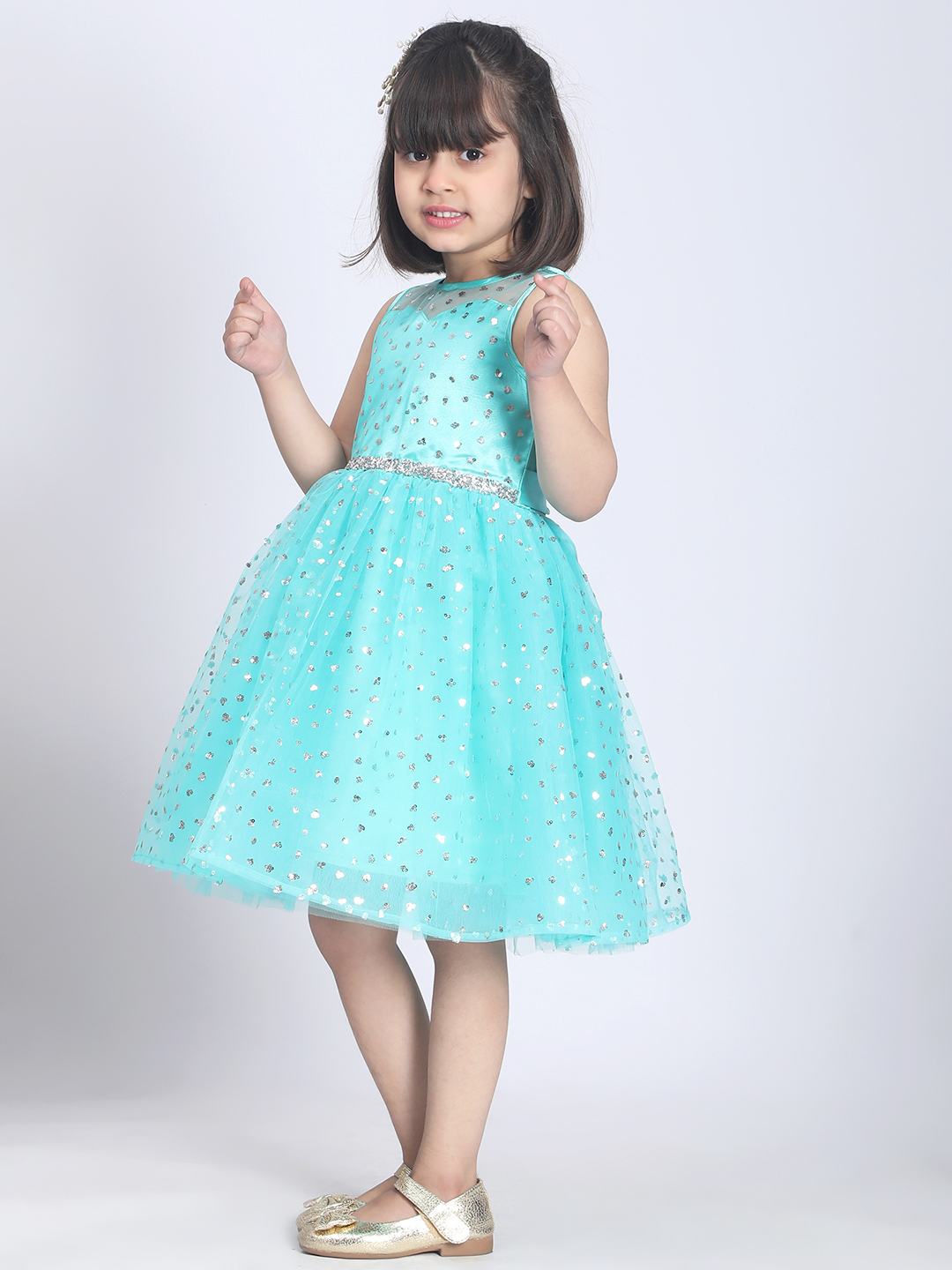 Rama green knee length girls dress