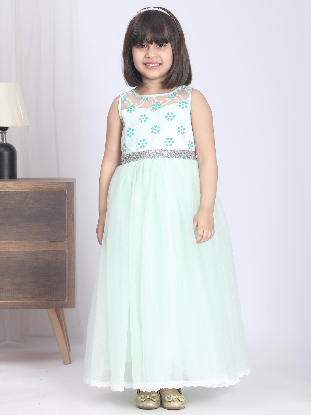 Sea green  full length girls  Dress