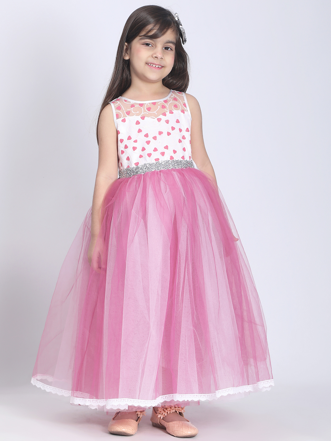 Soft Pink  full length girls  Dress