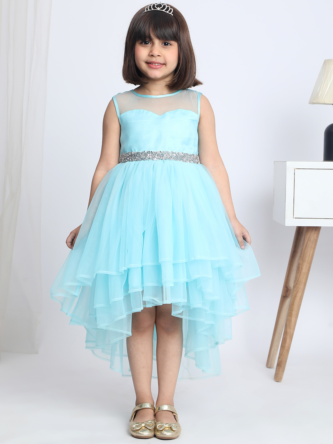 Sky blue Hi-low girls  Dress