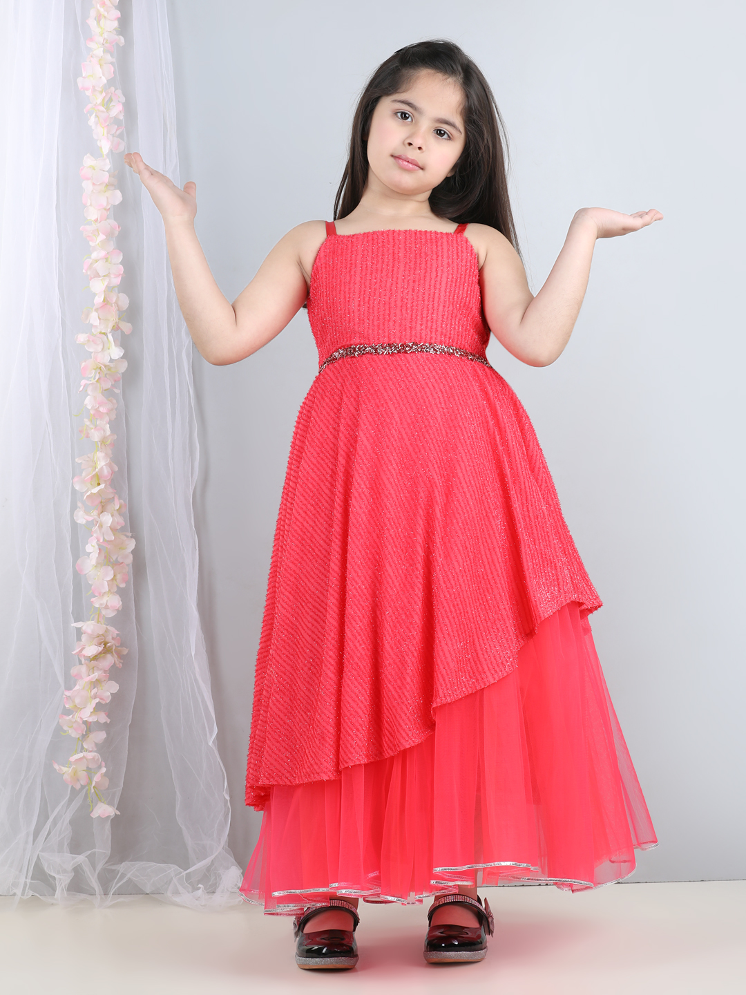 Coral  full length girls  Dress