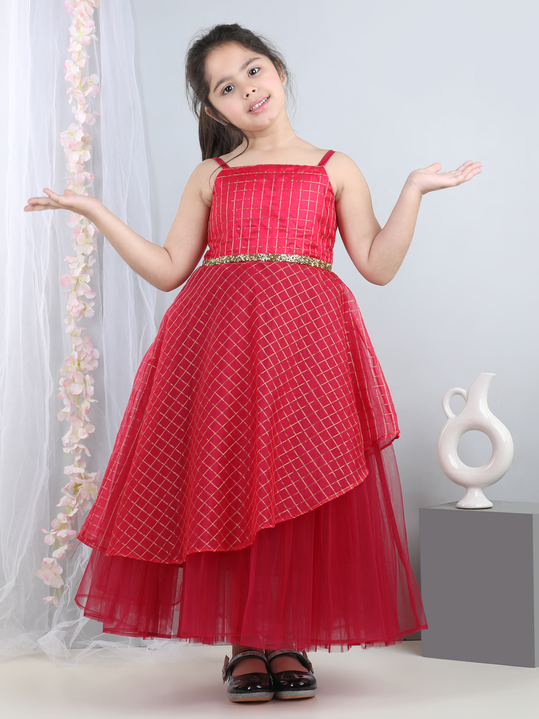 Magenta full length girls  Dress