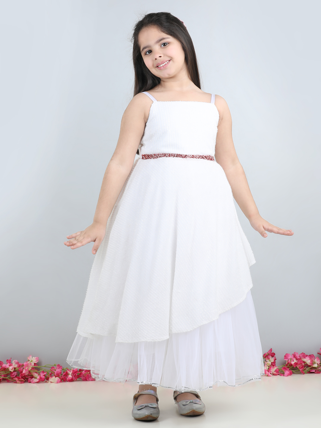 White full length girls  Dress