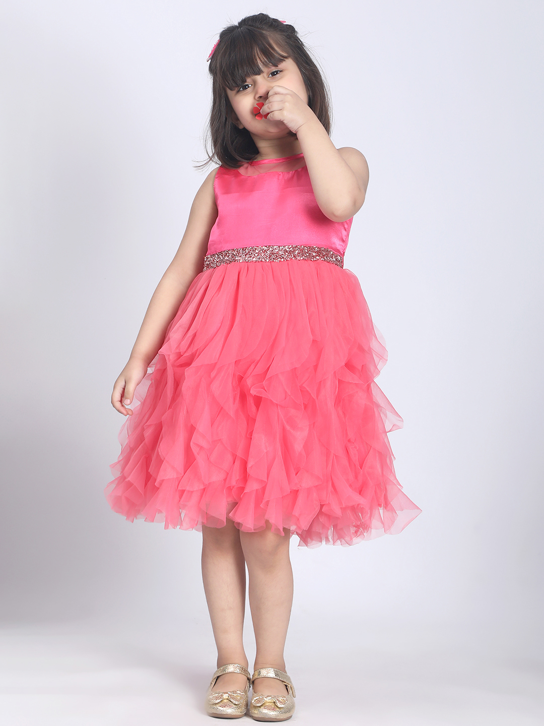 Pink knee length girls dress