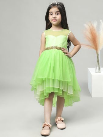 Paroot Green Hi-low girls  Dress