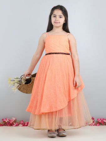 Orange full length girls  Dress